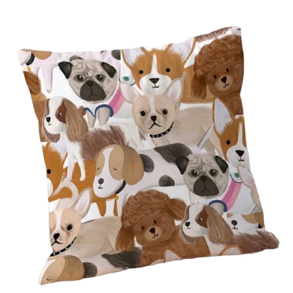 Dog Print Zippered Pillowcase for Accent Pillow 17.7"